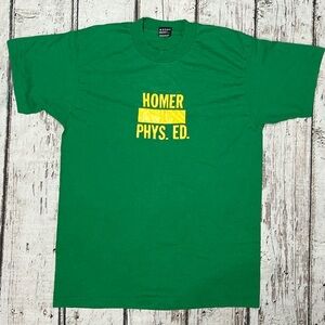 Vintage 1990s Homer Phys. Education Gym Green 90s Sports Crewneck Tshirt